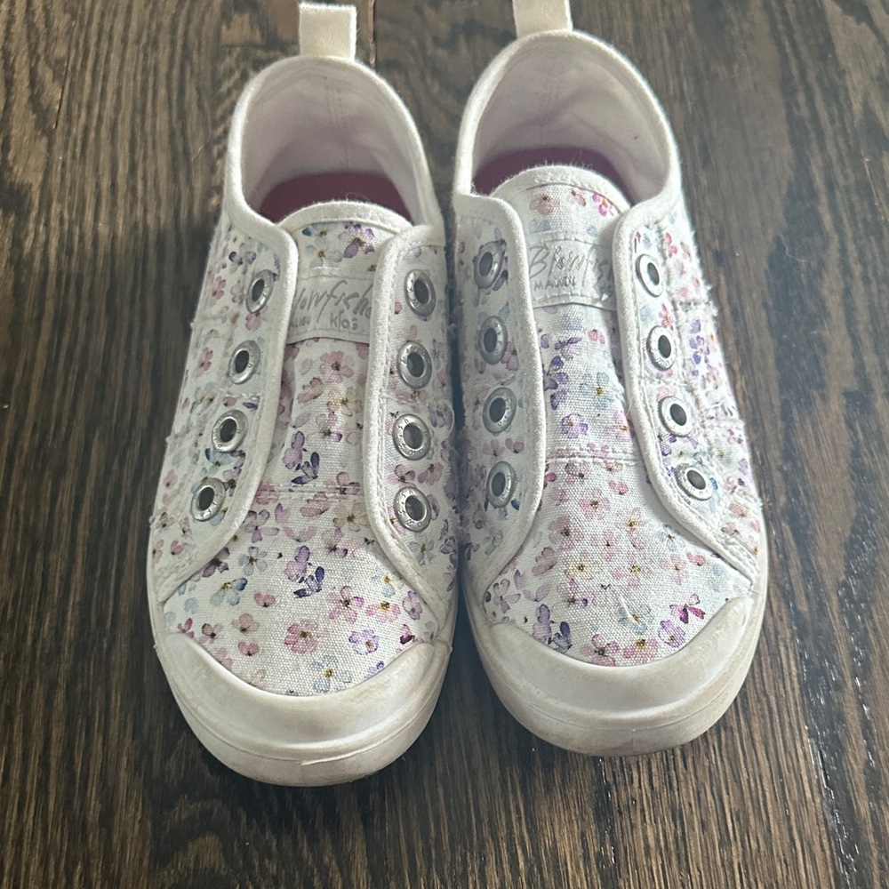 Floral Canvas Kids Sneakers - Cream and Pink